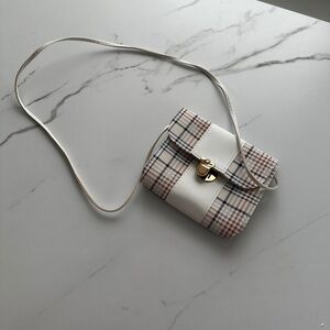 Plaid Crossbody Bag - White and Plaid